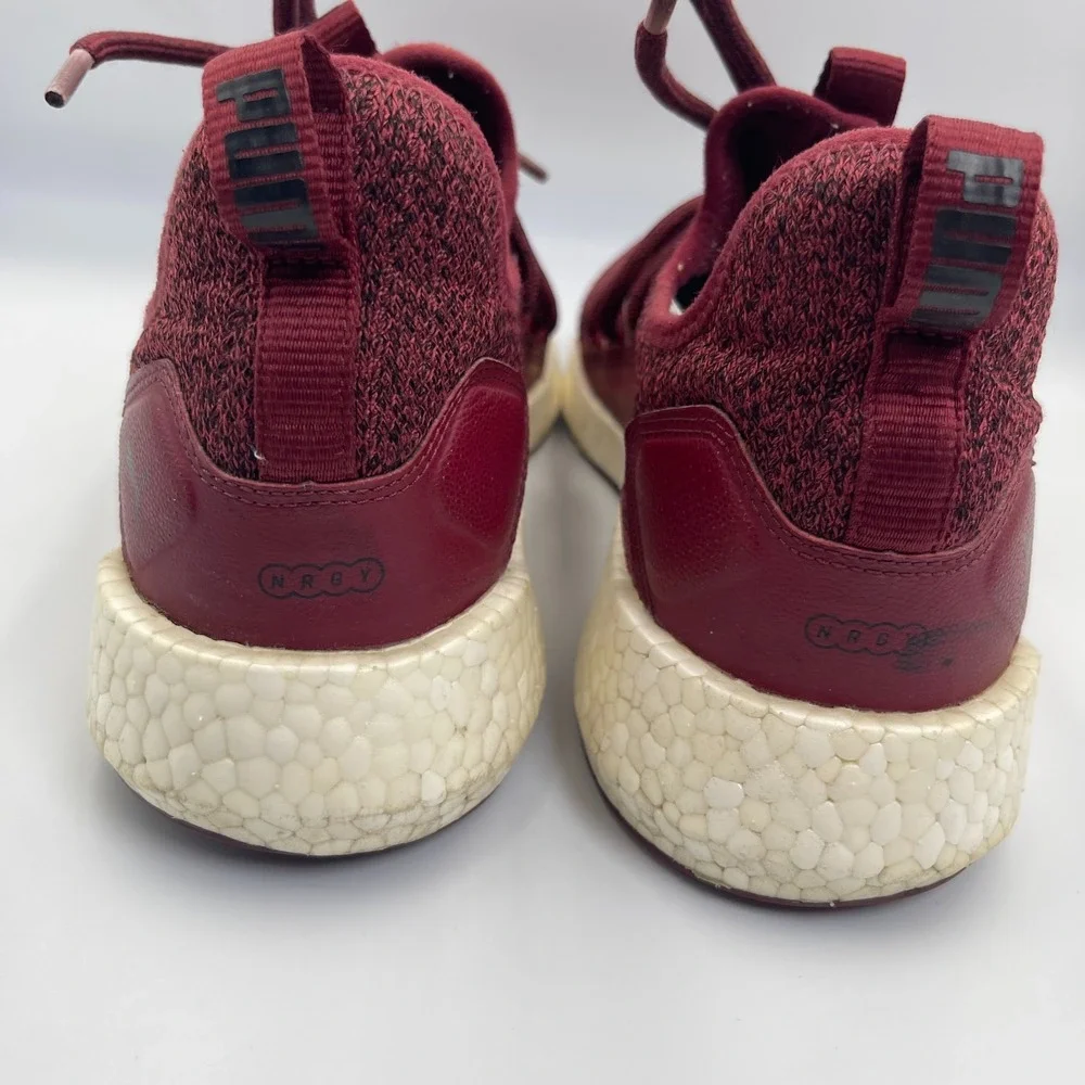 Puma NRGY Neko Knit Sneakers Men's Size 9.5 Burgundy Red Running Soft Foam Shoes